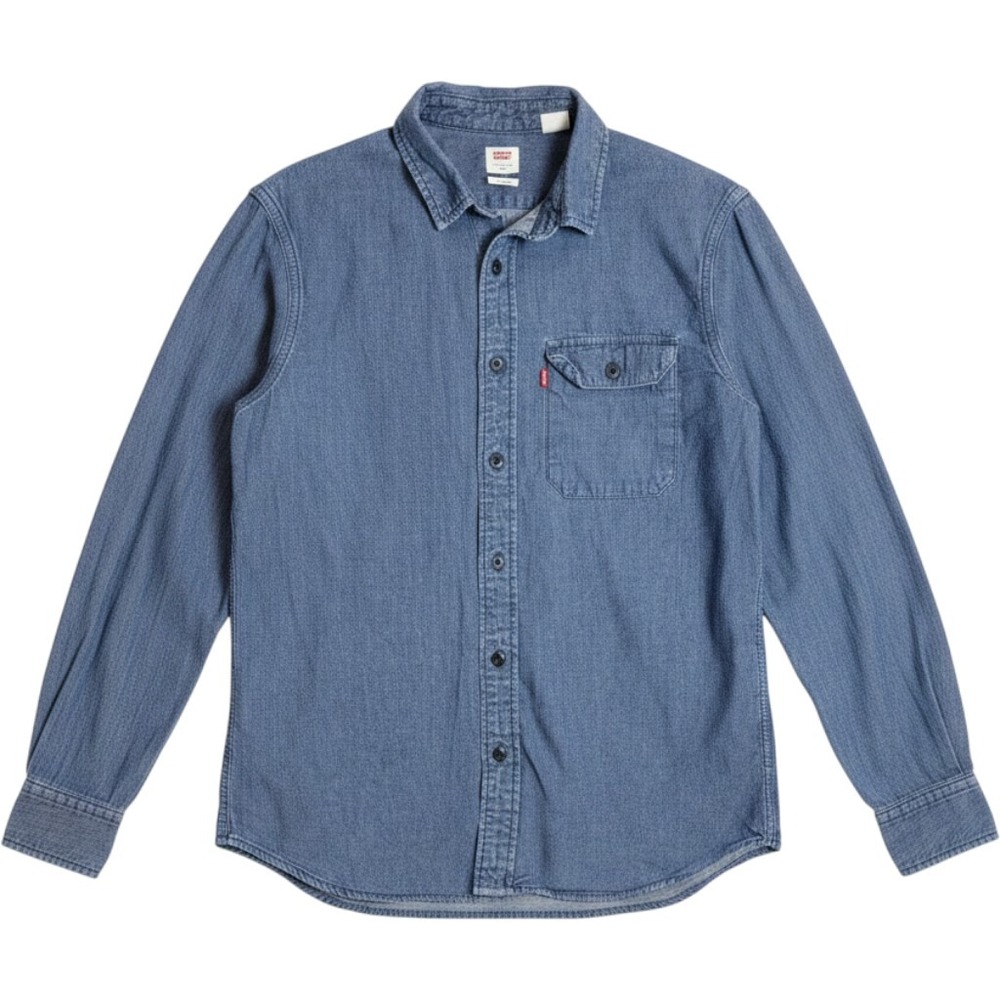 Levi's Denim Button Down Shirt Mens Medium Blue Excellent Long Sleeve Cotton